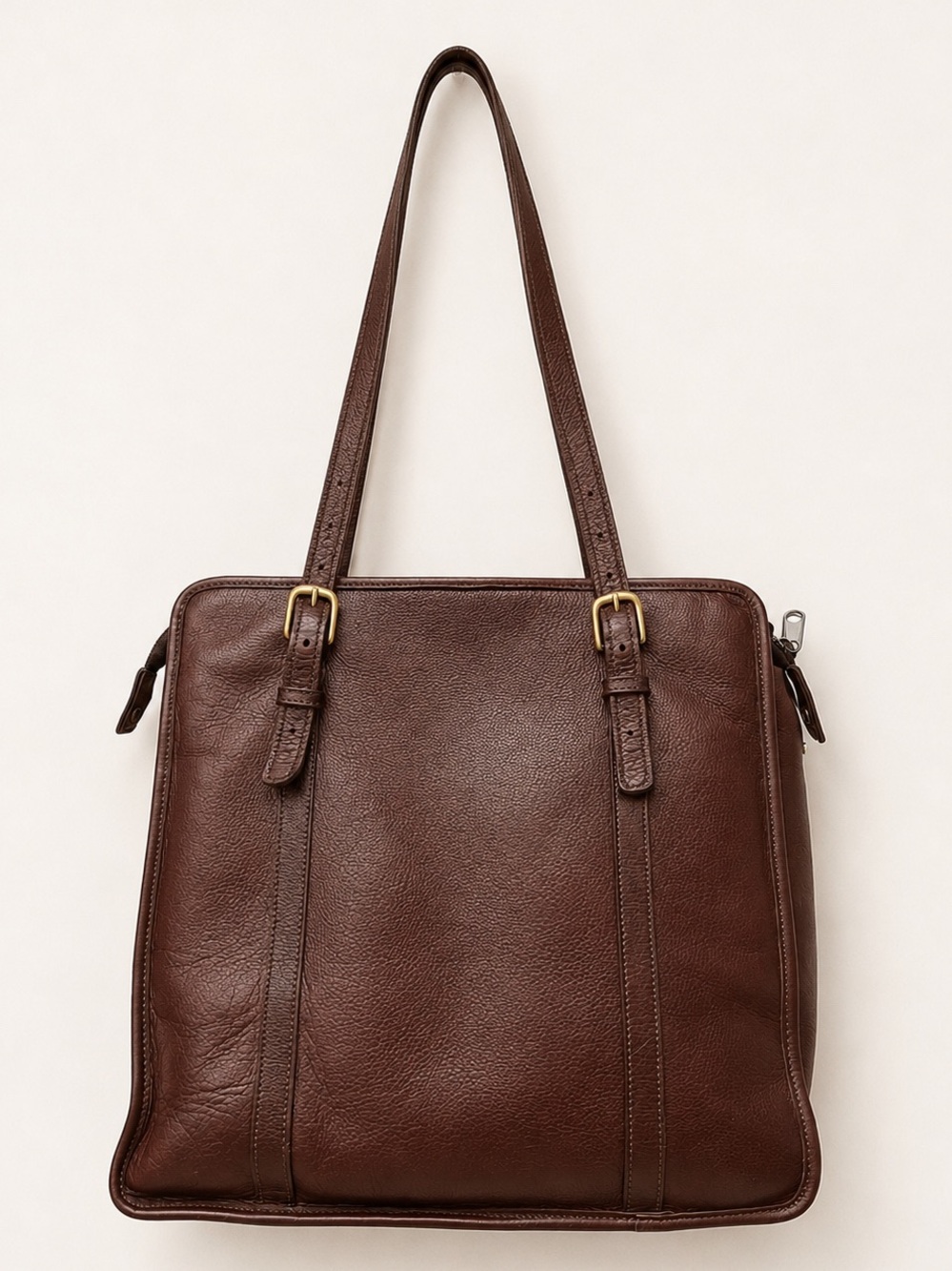 Jack Georges Brown Pebbled Leather Work Tote Laptop Bag USA Made